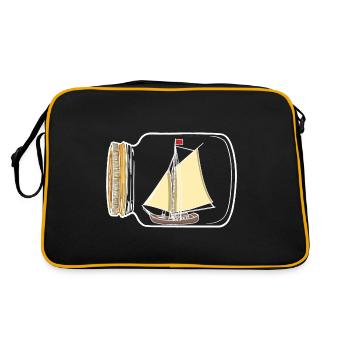 Sailboat, Seafaring, Nautical, Coast, Yacht, Boat - Retro Bag - black/gold - Back