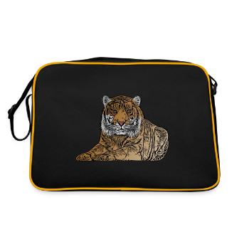 Tigre assis motif prédateur motif animal - Sac Retro - noir/or - Dos