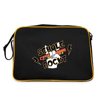 SCHULE ROCKT SCHÜLER EINSCHULUNG - Retro Tasche - Schwarz/Gold - Hinten