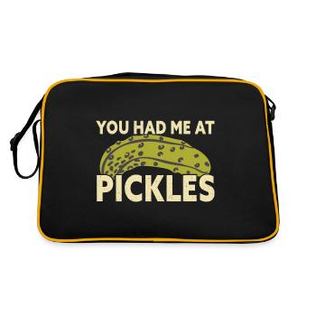 You Had Me At Pickles Funny Pickle Lover - Retro Tasche - Schwarz/Gold - Hinten