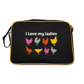 Amateur de poulet Aviateur Agriculteur Ferme Drôle - Sac Retro - noir/or - Dos