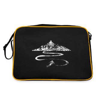 Berg - Kurvenlinie - Skifahren - (3) - Retro Tasche - Schwarz/Gold - Hinten