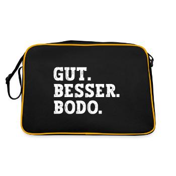 Gut Besser Bodo Lustiger Spruch Name Bodo - Retro Tasche - Schwarz/Gold - Hinten