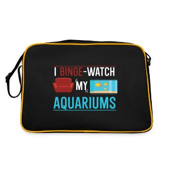 I Binge watch My Aquariums - Retro Tasche - Schwarz/Gold - Hinten