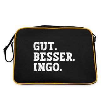 Gut Besser Ingo Lustiger Spruch Name Ingo - Retro Tasche - Schwarz/Gold - Hinten