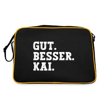 Gut Besser Kai Lustiger Spruch Name Kai - Retro Tasche - Schwarz/Gold - Hinten