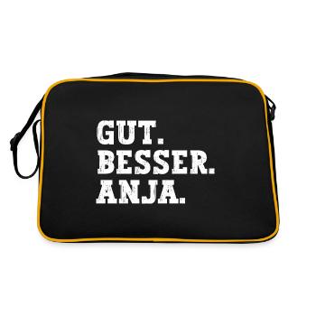Gut Besser Anja Lustiger Spruch Name Anja - Retro Tasche - Schwarz/Gold - Hinten