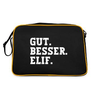 Gut Besser Elif Lustiger Spruch Name Elif - Retro Tasche - Schwarz/Gold - Hinten