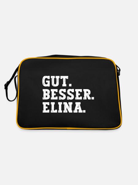 Gut Besser Elina Lustiger Spruch Name Elina - Retro Tasche - Schwarz/Gold - Hinten