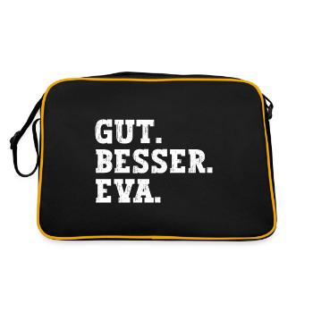 Gut Besser Eva Lustiger Spruch Name Eva - Retro Tasche - Schwarz/Gold - Hinten