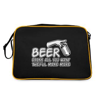 Beer, Drink All You Want They'll Make More 2 - Retro Tasche - Schwarz/Gold - Hinten