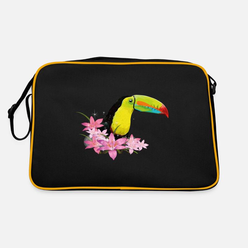 Toucan à bec vert - Sac Retro - noir/or