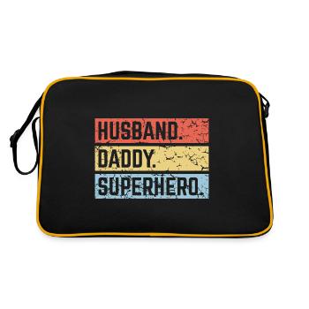 Husband Daddy Superhero (Super Dad Superdaddy PNG) - Retro Tasche - Schwarz/Gold - Hinten