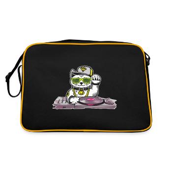 Cat DJ Techno Music Lovers Electro Musicians - Retro Bag - black/gold - Back