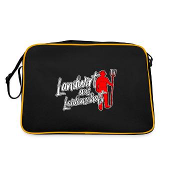 Landwirt Bauer Landwirtschaft Beruf Landleben - Retro Tasche - Schwarz/Gold - Hinten