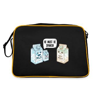 Sojamilch - Soy Milk spanisch - Retro Tasche - Schwarz/Gold - Hinten