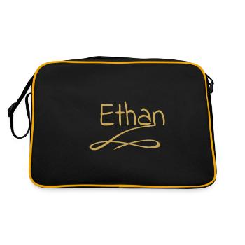 First name for ethan Male Man - Retro Bag - black/gold - Back