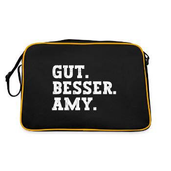 Gut Besser Amy Lustiger Spruch Name Amy - Retro Tasche - Schwarz/Gold - Hinten