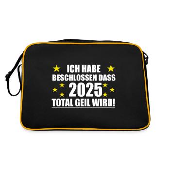 Frohes Neues Jahr 2025 wird geil - Retro Tasche - Schwarz/Gold - Hinten
