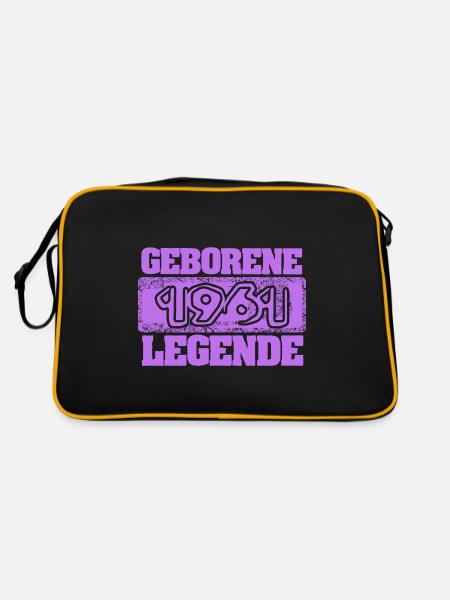 Geburtsjahr 1961 - Retro Tasche - Schwarz/Gold - Hinten