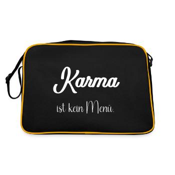 Karma ist kein Menü - Retro Tasche - Schwarz/Gold - Hinten