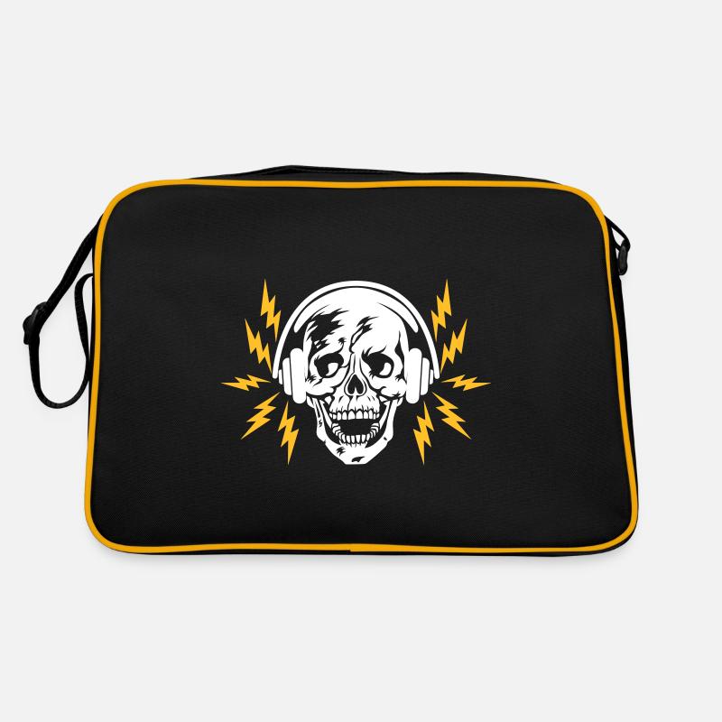41 Totenkopf Skull Kopfhörer Blitze Retro Tasche