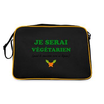 je serai végétarien idée cadeau humour citations - Sac Retro - noir/or - Dos