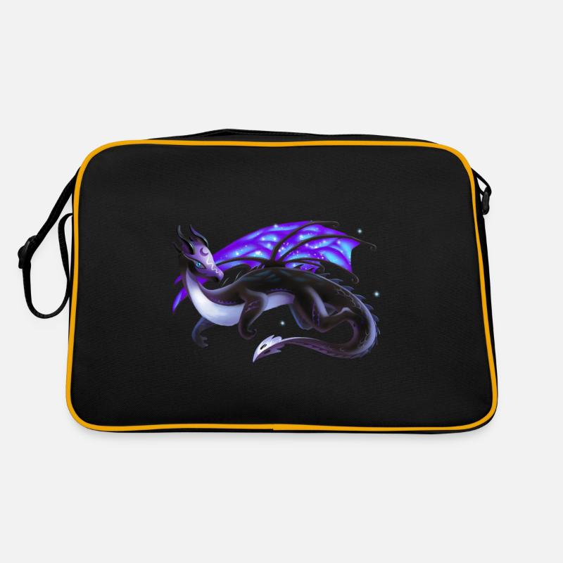 Dragon de la nuit magique - Dragon des éléments - Sac Retro - noir/or