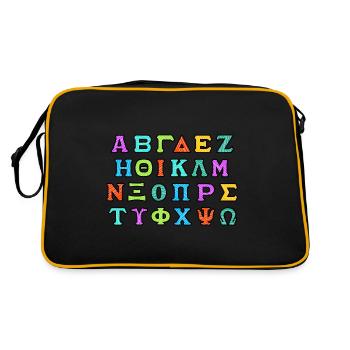 Griechisches Alphabet - Retro Tasche - Schwarz/Gold - Hinten