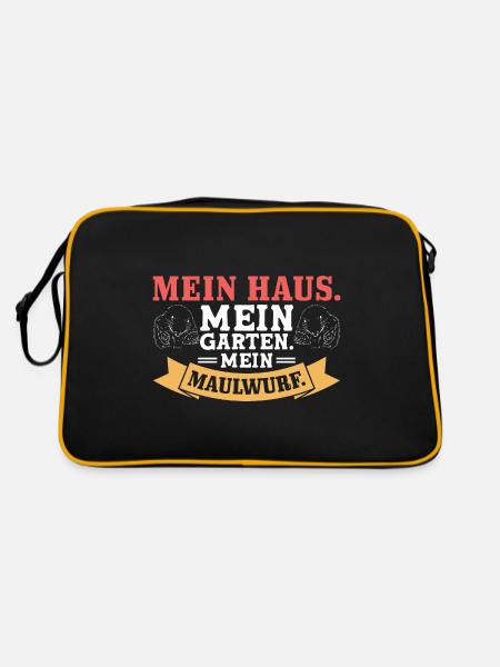 Maulwurf Maulwurfshügel Gärtner - Retro Tasche - Schwarz/Gold