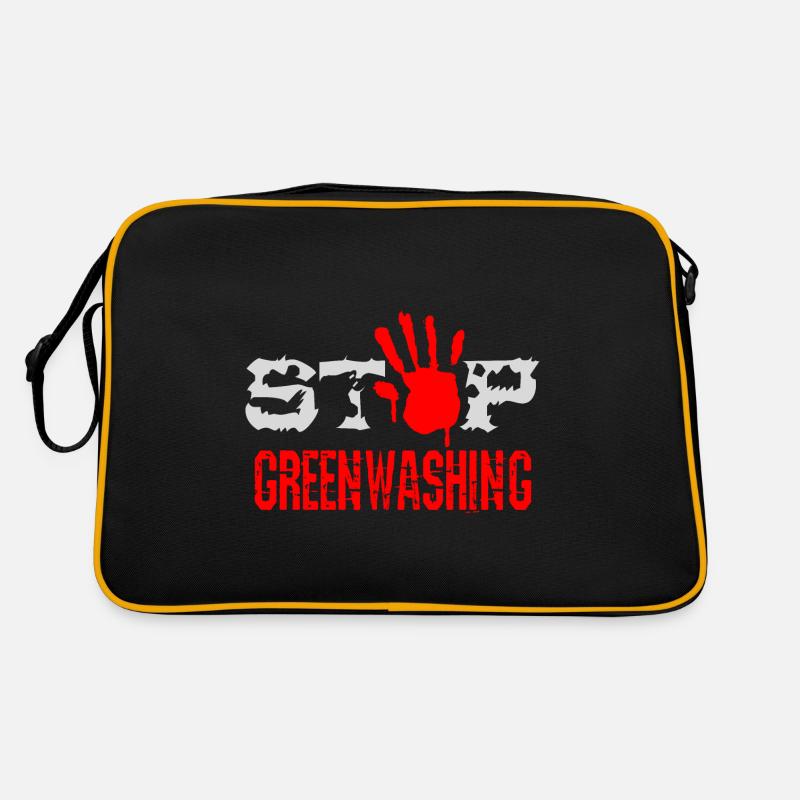 Stopp Greenwashing - Retro Tasche - Schwarz/Gold
