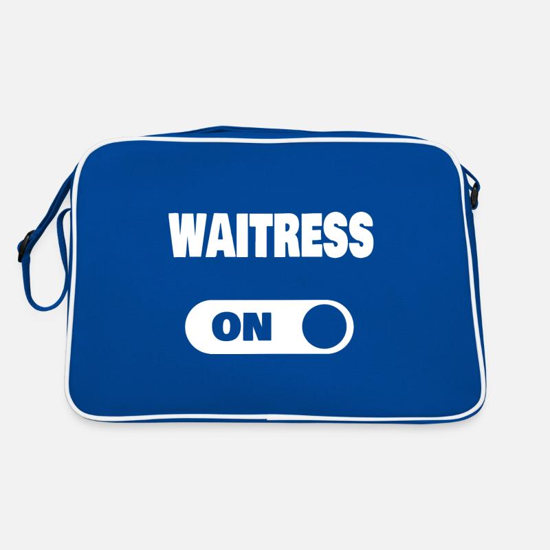 On waitress als kellner oder Kellnerin Retro Tasche