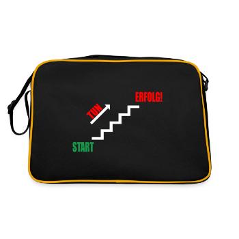 Treppe Erfolg durch Tun - Retro Tasche - Schwarz/Gold - Hinten