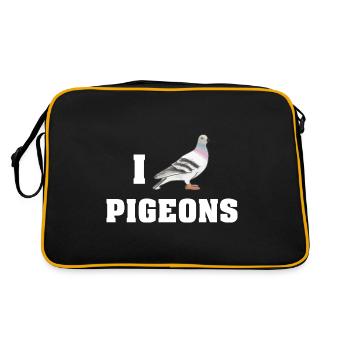 Pigeons d’amour Design mignon pour les amateurs de pigeons - Sac Retro - noir/or - Dos
