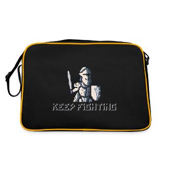 Pixel Art Knight - Kämpfe weiter - Retro Tasche - Schwarz/Gold - Hinten