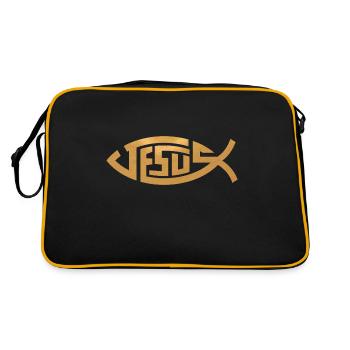 Jésus | Poisson en or - Sac Retro - noir/or - Dos