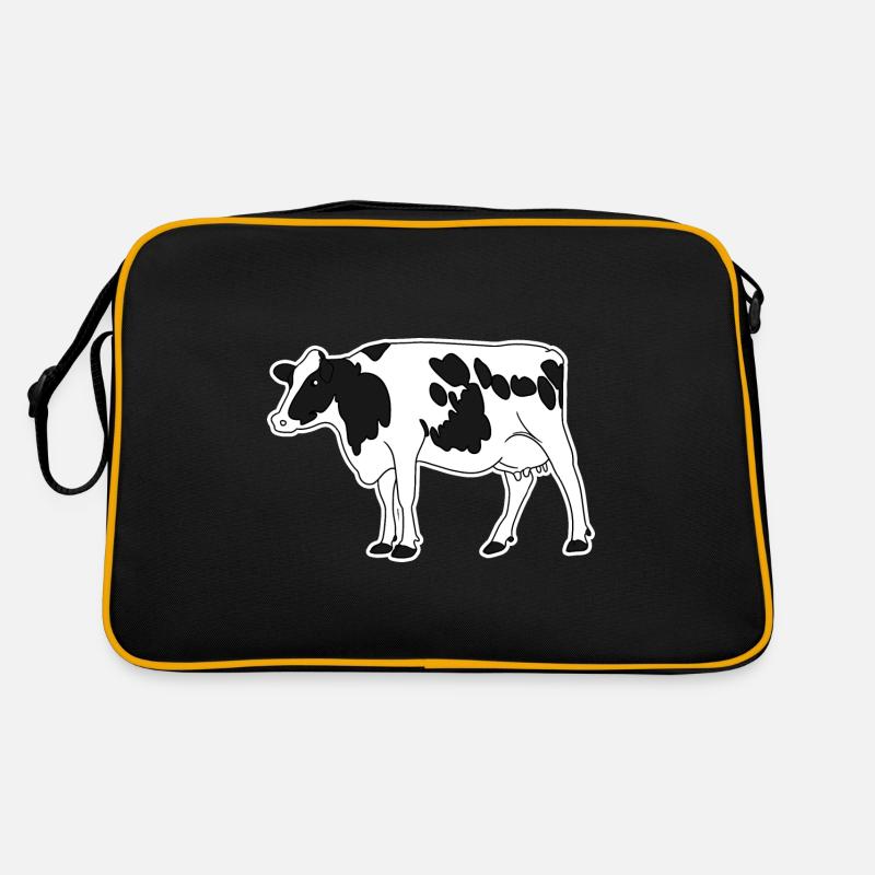 Kuh - Retro Tasche - Schwarz/Gold