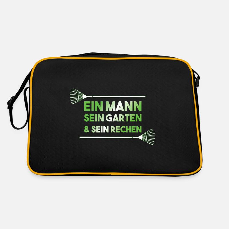 Ein Mann sein Garten sein Rechen lustiges Geschenk Retro Tasche