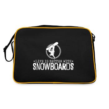 Snowboard Snowboard Holiday Snowboarding Snowboarder - Retro Bag - black/gold - Back