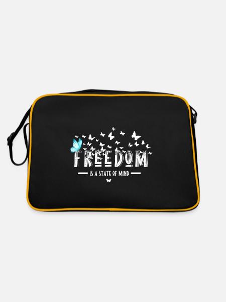Liberté Paix Justice Amour Papillon - Sac Retro - noir/or - Dos