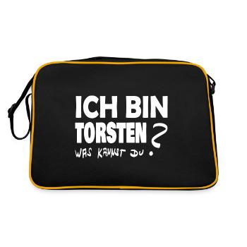 Ich bin torsten was kannst Du - Retro Tasche - Schwarz/Gold - Hinten