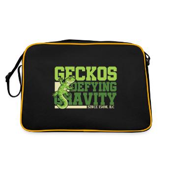 Geckos Defying Gravity - Retro Tasche - Schwarz/Gold - Hinten