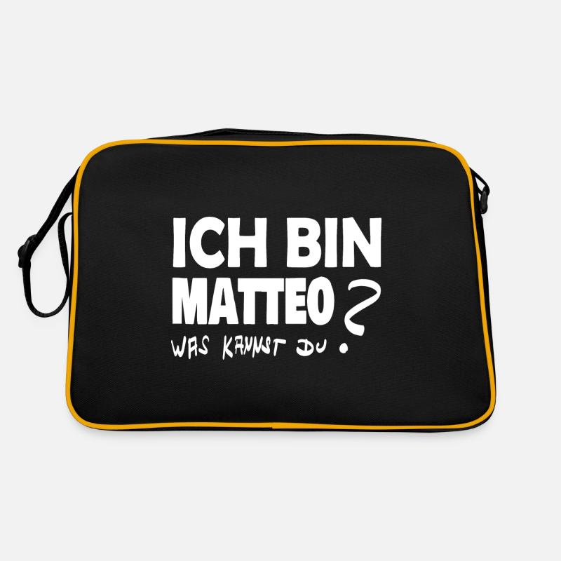 Ich bin matteo was kannst Du - Retro Tasche - Schwarz/Gold