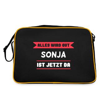 Sonja Name Design für stolze Sonjas - Retro Tasche - Schwarz/Gold - Hinten