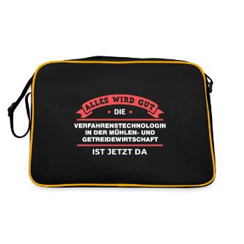 Müllerin Design für stolze Handwerker - Retro Tasche - Schwarz/Gold - Hinten