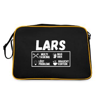 Lars - Retro Tasche - Schwarz/Gold - Hinten