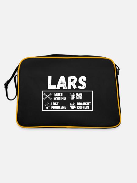 Lars - Retro Tasche - Schwarz/Gold - Hinten