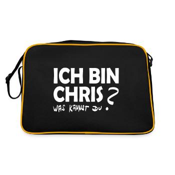 Spruch Sprüche Vorname Chris - Retro Tasche - Schwarz/Gold - Hinten