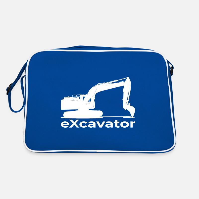 excavator construction worker construction civil engineering excavator construction machine Retro Bag