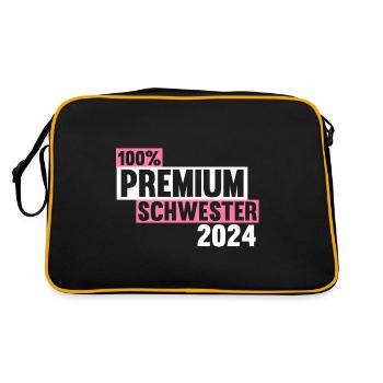 Werdende Schwester 2024 - Retro Tasche - Schwarz/Gold - Hinten